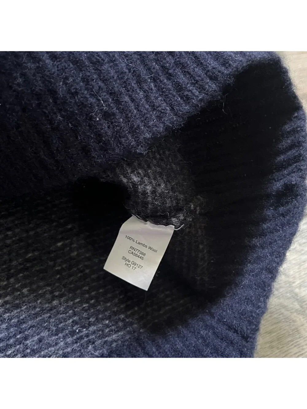 J.Crew Women's L Pullover Crewneck Wool Sweater Navy Waffle Knit 100% Lambswool